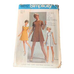 Simplicity 8612 Pattern Size 12 Misses Mini-Length Dress uncut